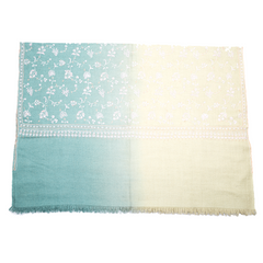 Embroidered Pashmina Stole - Duo Colour Pastel Water & Sage