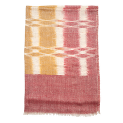 Ikat Cashmere Pashmina Stole - Red & Mustard