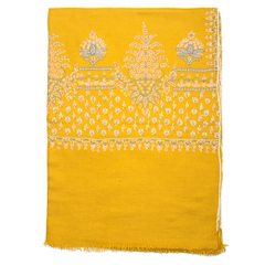 Embroidered Pashmina Stole - Honey Gold & Pink