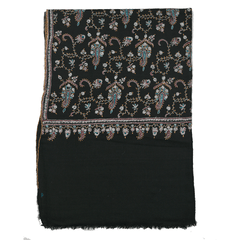 Embroidered Pashmina Shawl - Black & White Motif