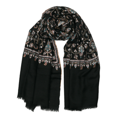 Embroidered Pashmina Shawl - Black & White Motif