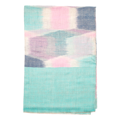 Ikat Cashmere Pashmina Stole - Baby Blue & Pink