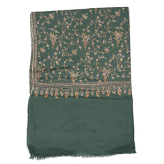 Buy Hand Embroidered Pashmina Shawl - Pine Green