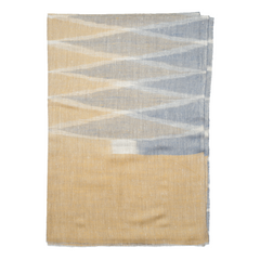 Ikat Cashmere Pashmina Stole - Mustard & Light Blue