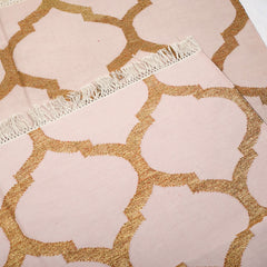 Cotton Floor Rugs - Baby Pink & Gold Zari (Made to Order)