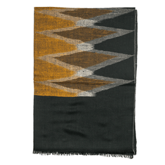 Ikat Cashmere Pashmina Stole - Black & Brown