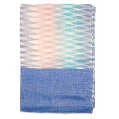 Ikat Cashmere Pashmina Stole - Blue & Argyle
