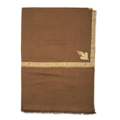 Embroidered Pashmina Stole - Mustang Brown & Orange