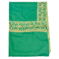Embroidered Pashmina Stole - Emerald Green