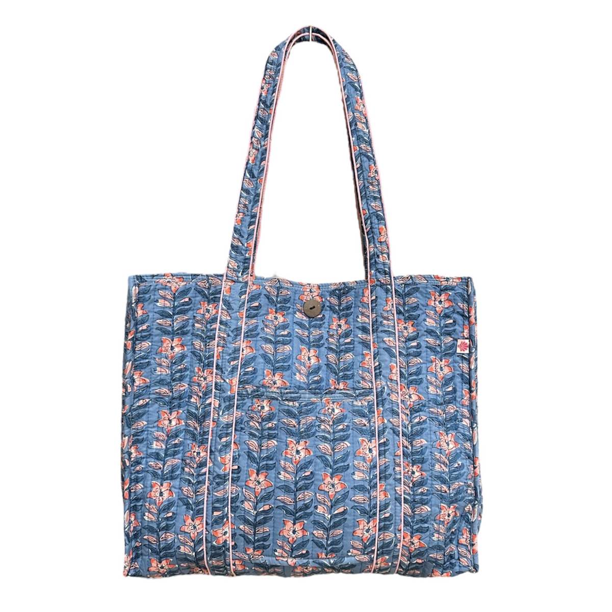 Block Printed Cotton Quilted Bag - Niagara