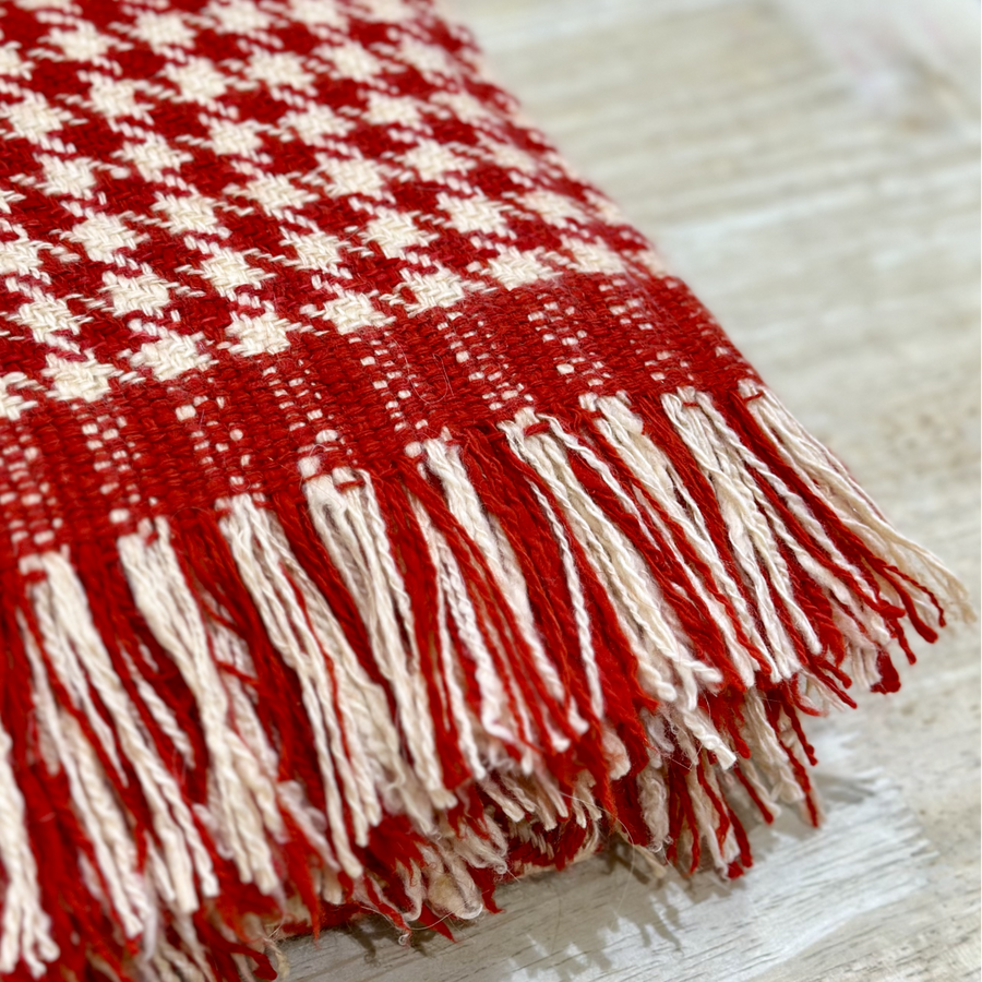 Cashmere Throw in Herringbone - Hound Tooth Orange