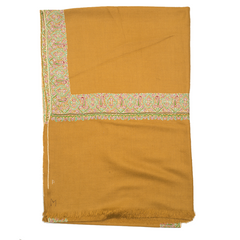 Embroidered Pashmina Shawl - Mustard & Green