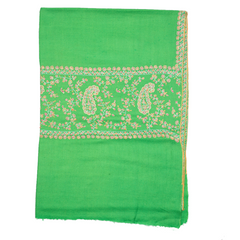 Embroidered Pashmina Stole - Green & Orange