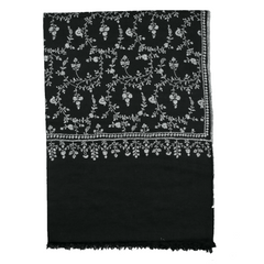 Embroidered Pashmina Stole - Black & White