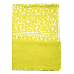 Embroidered Pashmina Stole - Lime Green & Light Salmon
