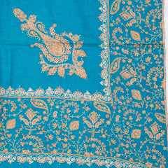 Embroidered Pashmina Stole - Teal Green