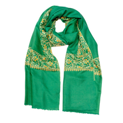 Embroidered Pashmina Stole - Emerald Green