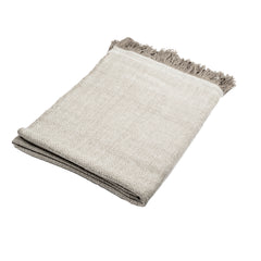 Cashmere Throw in Herringbone - Beige