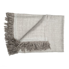 Cashmere Throw in Herringbone - Beige