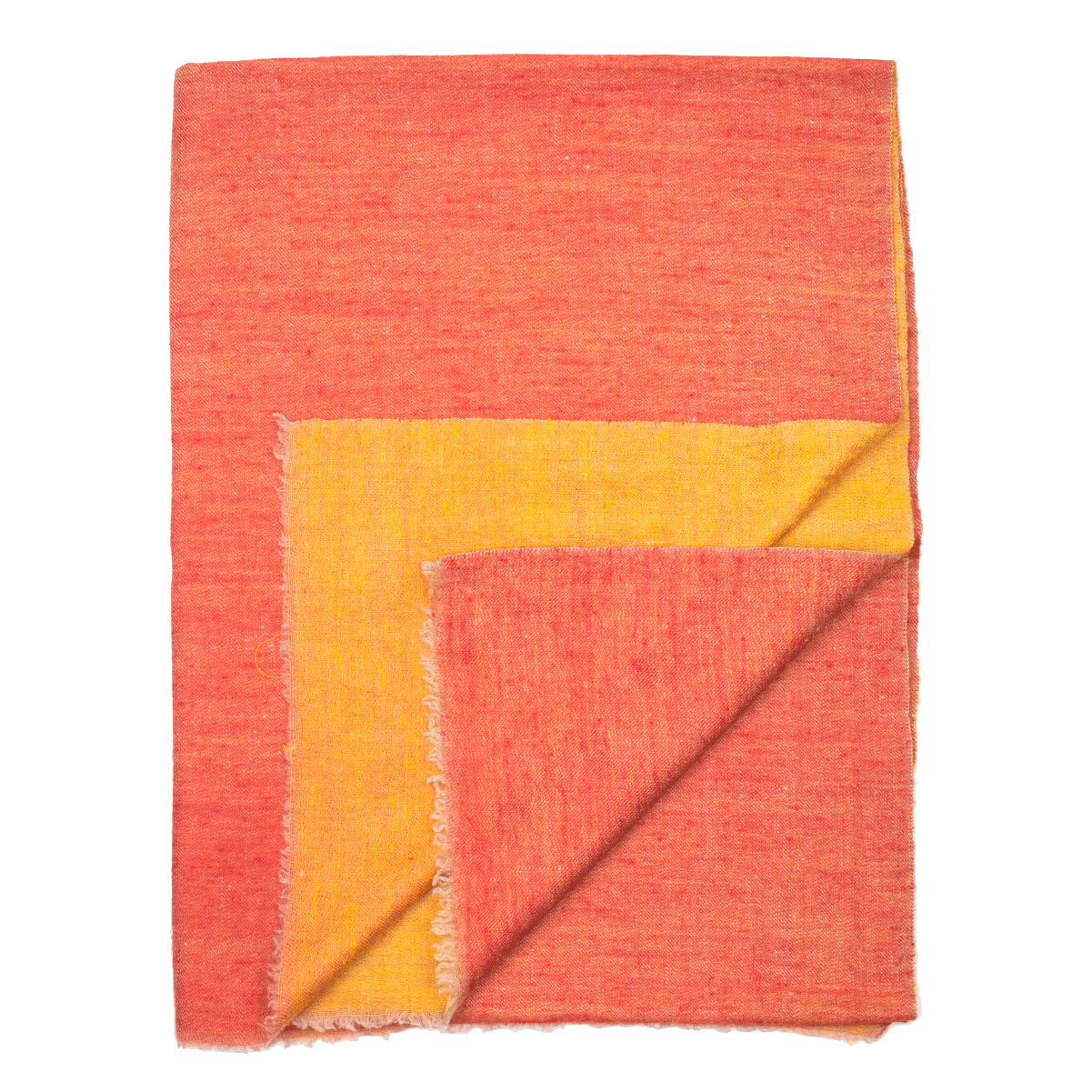 Ikat Cashmere Pashmina Stole - Duo Side Brick & Mustard