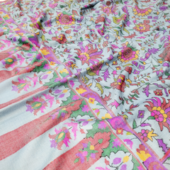 Handwoven Kani Pashmina Shawl - Blue Purple Floral