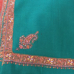 Embroidered Pashmina Stole - Teal Green Chinar