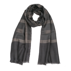Ikat Cashmere Pashmina Stole - Dark Grey