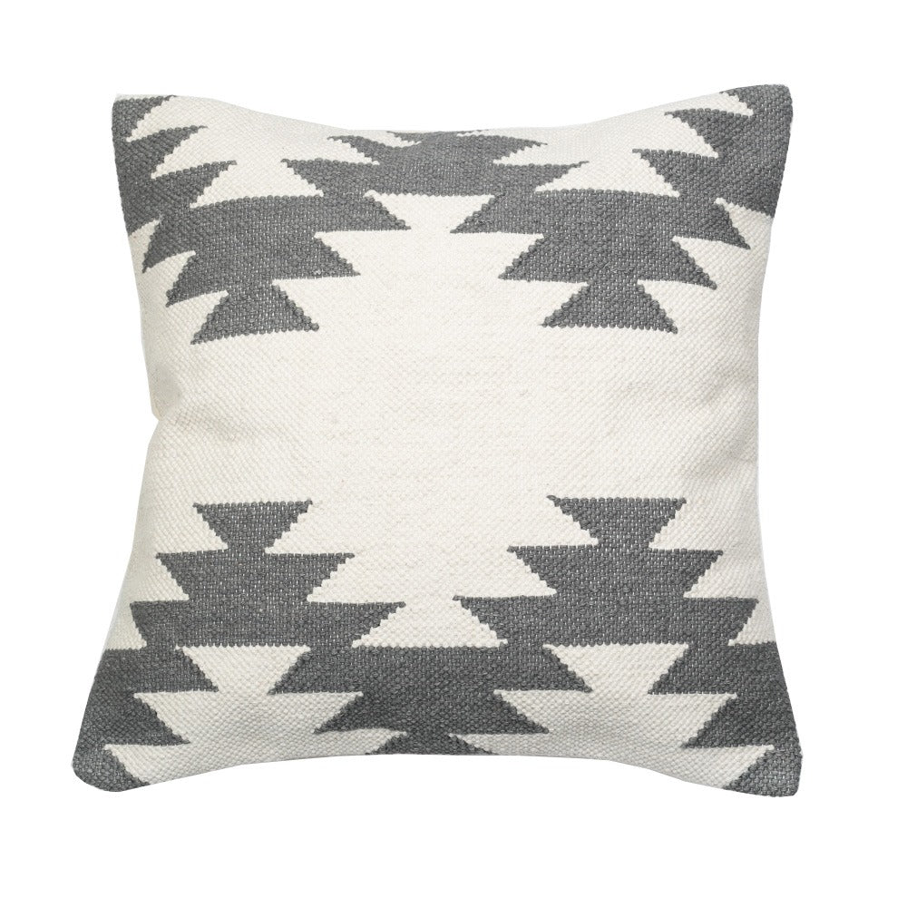 Cotton Cushion Cover - White &amp; Grey