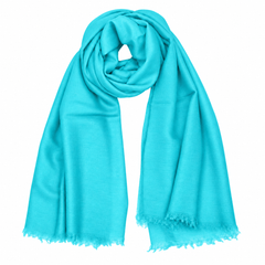 Sheer Plain Pashmina Stole - Cyan Blue