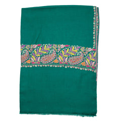 Embroidered Pashmina Stole - Deep Green