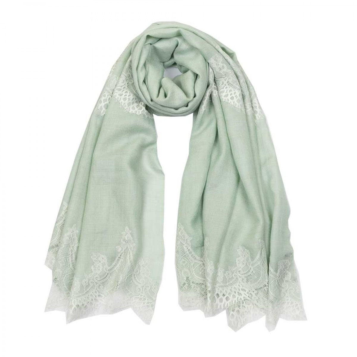Lace Pashmina Scarf - Mint Green