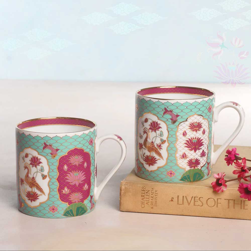 24 Carat Gold Rim Tea & Coffee Mug - Lotus ( single pc )