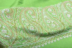 Embroidered Pashmina Stole - Grass Green & Orange