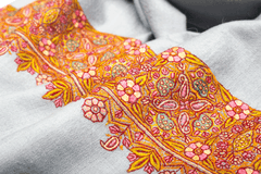 Embroidered Pashmina Stole - Light Grey